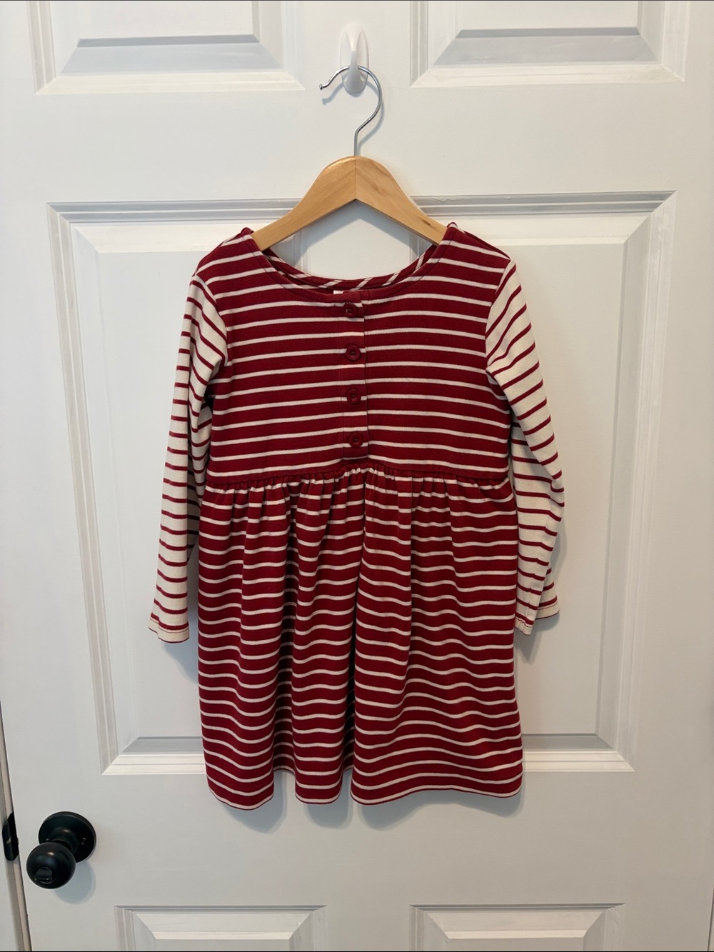Hanna Andersson Red and White Striped Long-Sleeve Knit Dress
